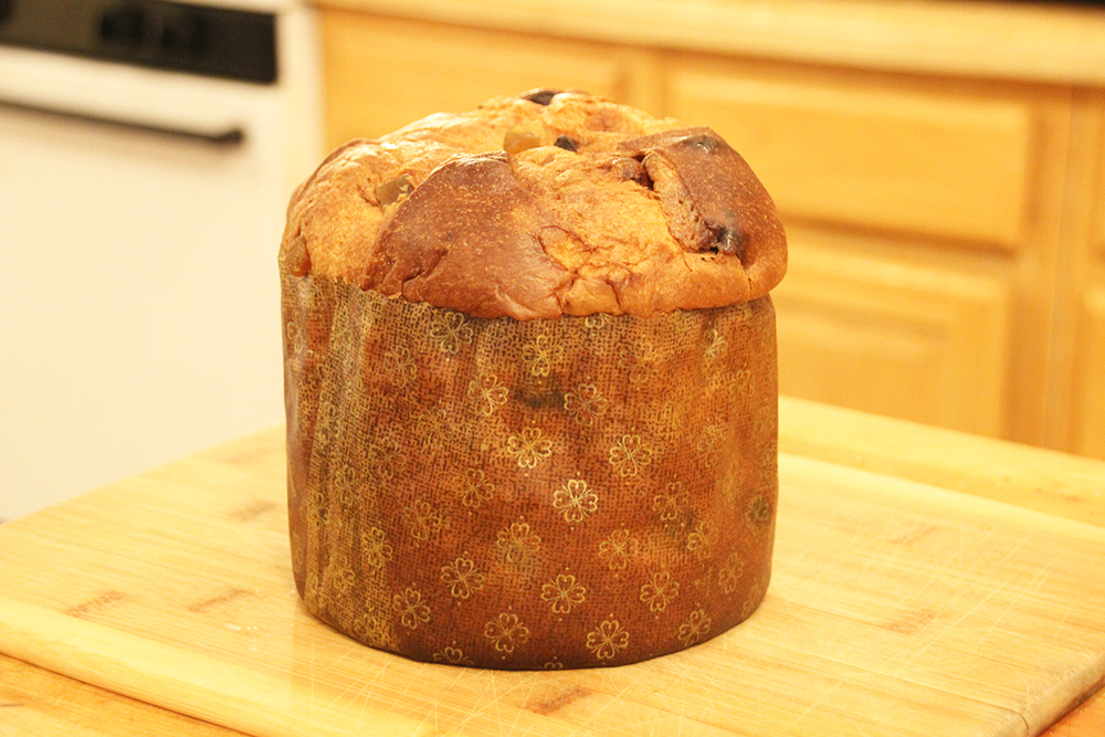 A tall panettone in the traditional style