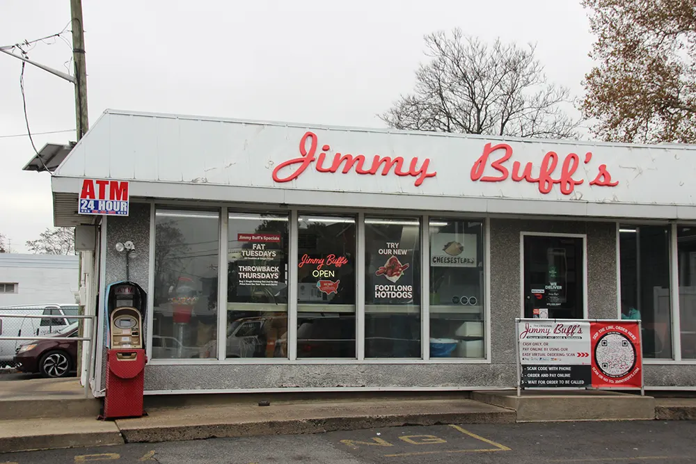 Jimmy Buff's, at the West Orange location. Jimmy Buff's invented the Italian hot dog