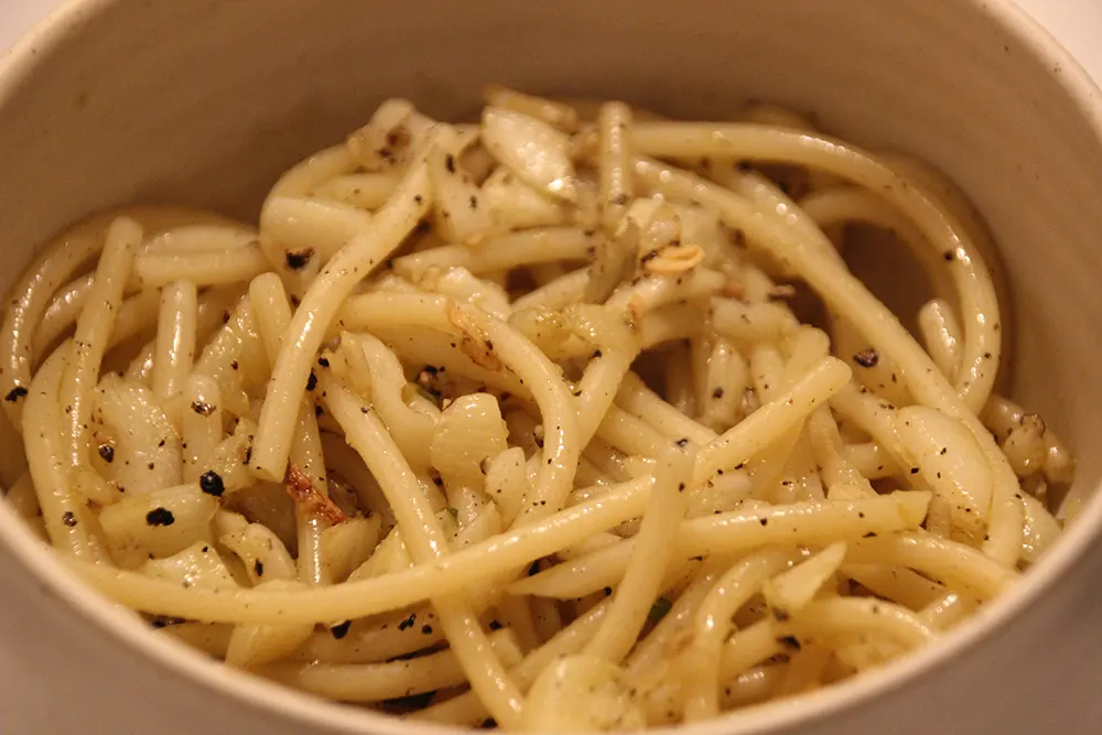 Pasta with garlic and oil, known as aglio e olio