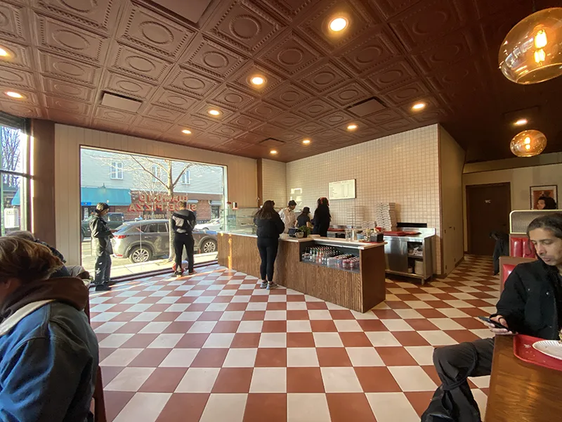 Interior of Diamond Slice shop in greenpoint brooklyn